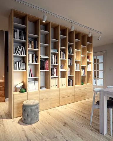Large Modern Wooden Bookcase / Wall Shelving Unit with Drawers