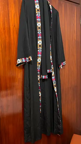 Sephora Black Open Abaya and Shayla with Geometric Trim - Good Condition
