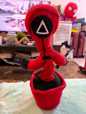 Red Dancing Squid Game Guard Plush Toy - NO BATTERIES