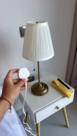 Elegant Brass Table Lamp with Pleated White Shade – AED 50