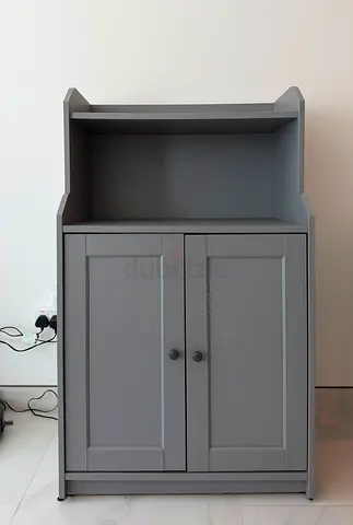 Grey Wooden Storage Cabinet with Shelves - excellent condition. IKEA hauga 2 door cabinet
