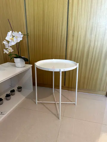 White Metal Round Side Table