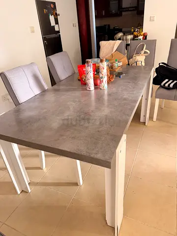 Modern grey dining table  6 chairs - good condition