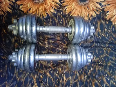 16 kg Pair of adjustable metal dumbbells with plates