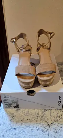 Beige ALDO platform wedge sandals, size 38(EU) - light wear