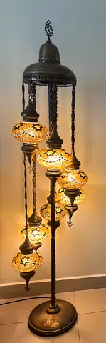 Vintage Turkish-style 6-Tier Mosaic Floor Lamp
