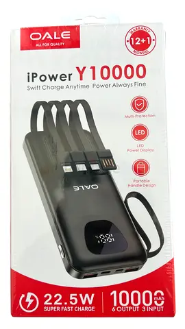 OALE iPower Y10000 10000mAh Portable Power Bank with Built-in Cables