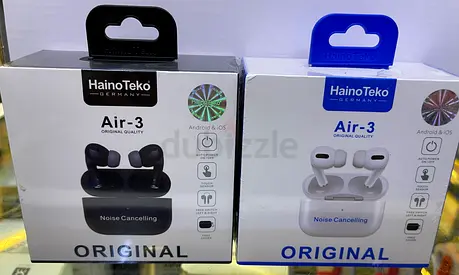 Pair of HainoTeko Air-3 True Wireless Noise Cancelling Earbuds (Black  White)