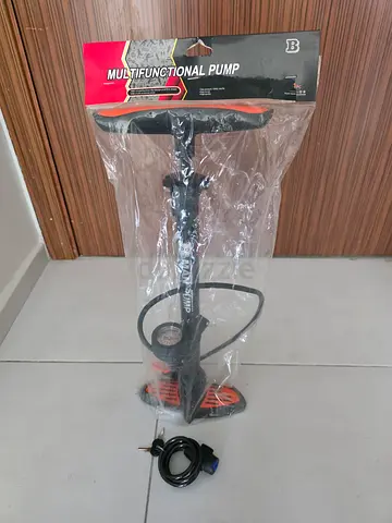 Handheld Multi-Function Floor Bike Pump with Hose and Gauge - New in Packaging