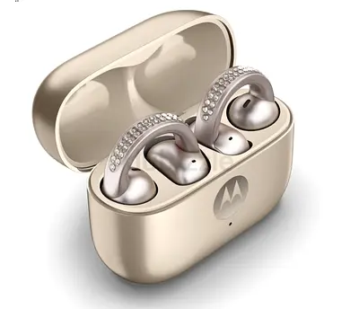 Motorola true wireless earbuds with charging case (gold) - used