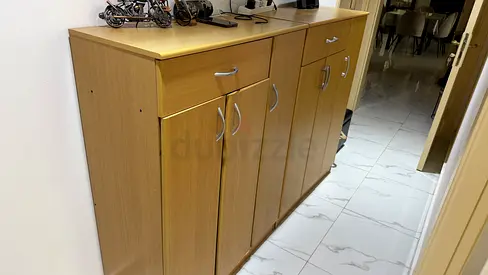 2 x Wooden Storage Cabinet with Drawer and Doors