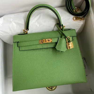 Hermes Kelly Sellier 25 In Vert Criquet Epsom Calfskin