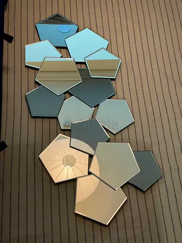 Set of Decorative Hexagon Wall Mirrors - Modern Cluster