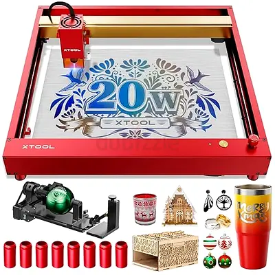 xTool 20W Desktop Laser Engraver / Cutter - Red (Includes Accessories)