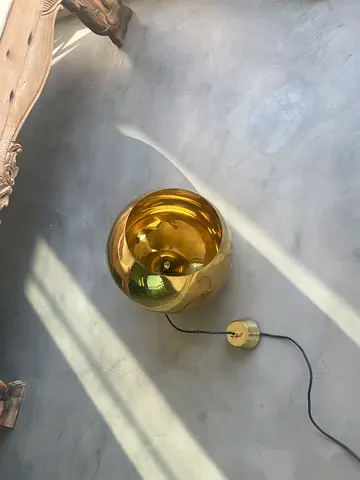 Gold spherical pendant ceiling light - modern brass finish