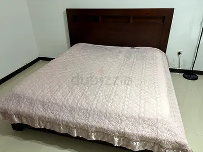 Queen size wooden bed frame with headboard - good condition
