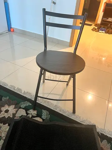 3 Simple metal folding dining chair with round seat - good condition AED 60 for 3 pieces