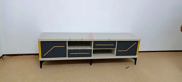Modern Grey and White TV Stand with Storage Drawers