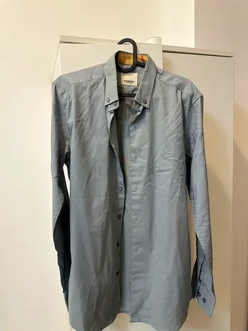 Mens light blue long sleeve casual button-up shirt - Medium Burbery