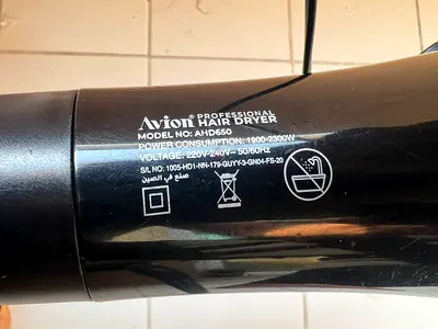 Avion Professional Hair Dryer AHD650 - Black, Working