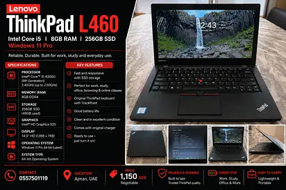 Lenovo ThinkPad L460 | Core i5 6th Gen | 8GB RAM | 256GB SSD