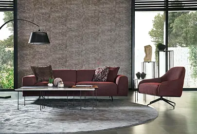 Enza Home Giorno 3 Seater Sofa | European Design | Burgundy | Brand New Dubai