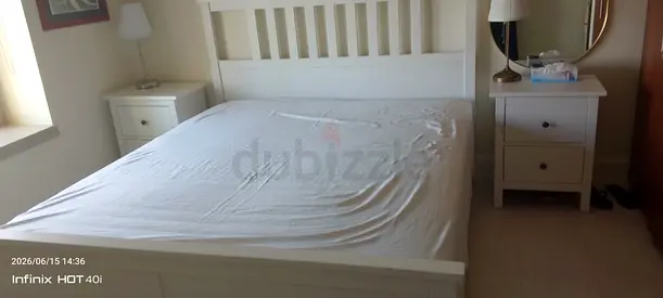 Ikea-style White Wooden Double Bed Good Condition