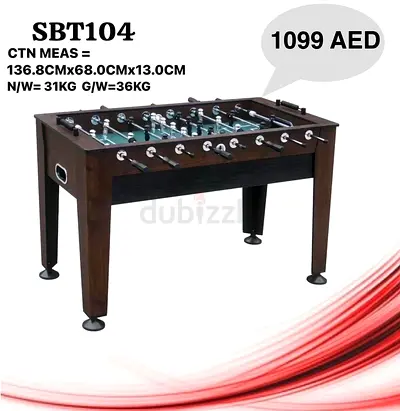 Wooden Foosball Table - 2 Player Sides, Brand New, AED 1099