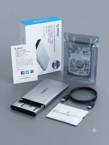 New ORICO 2.5 USB 3.0 Hard Drive Enclosure + HGST 1TB HDD Bundle