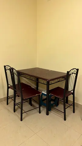 Wooden Dining Table with 3 Matching Chairs — Compact Set