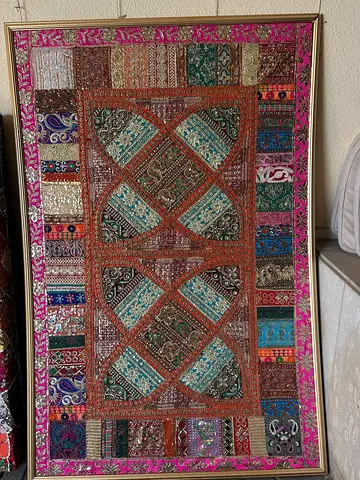 Urgent sale - Handmade Patchwork Decorative Wall Rug / Tapestry - Colorful Embroidered