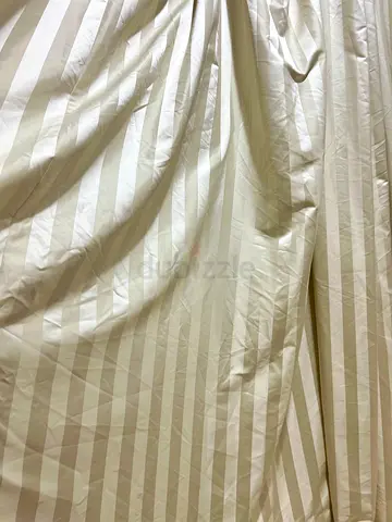 Cream striped blackout curtains - set of 2 panels