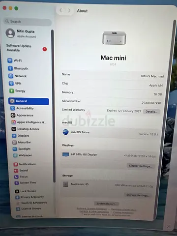 Apple Mac mini M4, 16GB RAM - Warranty to 13 February 2027