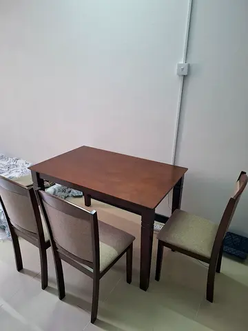 Classifieds: Solid wood 4-seater dining table with chairs - good ...