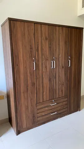 Solid Wood-look 4-door Wardrobe with 2 Drawers — Good Condition