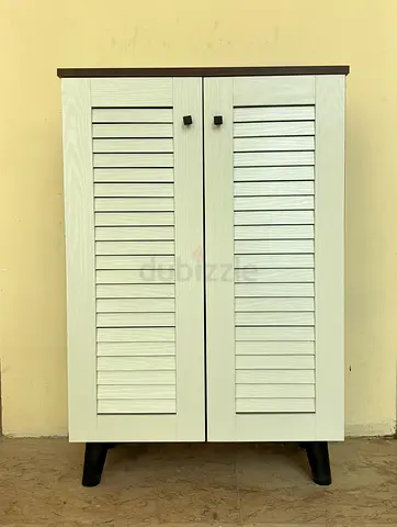 Compact 2-Door White Wooden shoe cabinet / Storage Cabinet