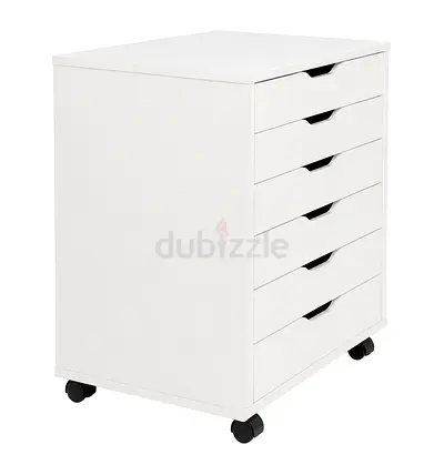 White 6-Drawer Mobile Storage Cabinet on Wheels
