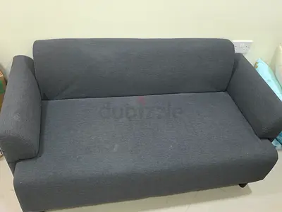 Compact 2-Seater Grey Fabric Sofa - Good Condition