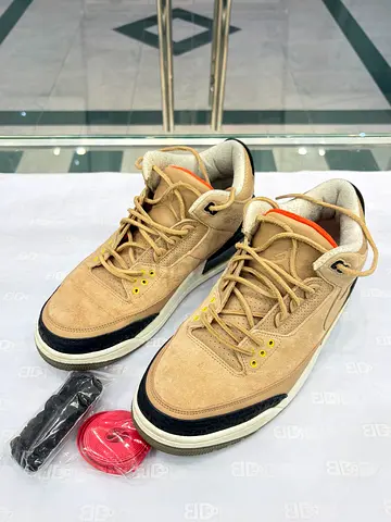 Beige suede high-top sneakers, lightly used, size unknown