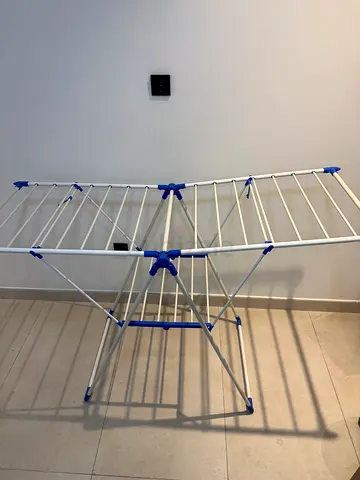 Foldable Indoor Clothes Drying Rack - Lightweight, Blue White