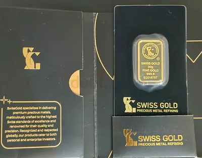 Swiss Gold 20g Fine Gold Bar - 999.9 Purity with Certificate