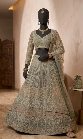 Bridal Hand-Embroidered Lehenga – Worn Once – Size S/M Saree