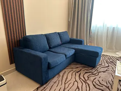 Blue 3-seater L-shaped Sofa with Chaise - Good Condition