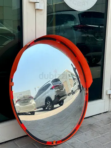 Large Outdoor Convex Safety Mirror with Orange Frame