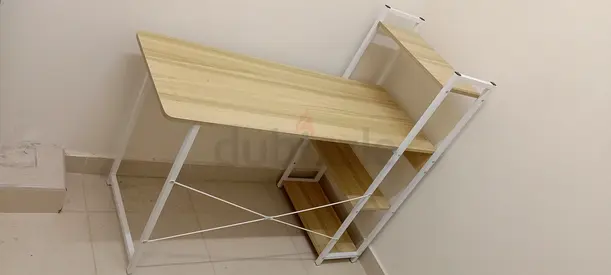 Modern Study Desk with Integrated Shelving
