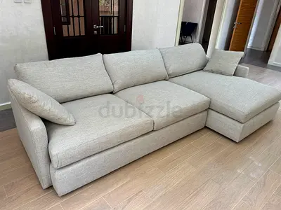 Cratebarrel lounge deep lshape sofa beige original