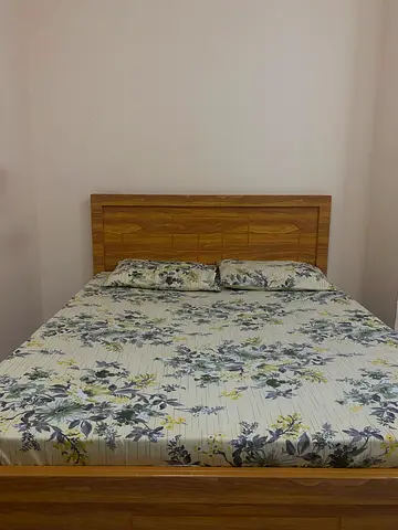 Wooden double bed with headboard - good condition