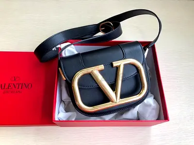 Valentino Small Supervee Crossbody Bag In Black Leather
