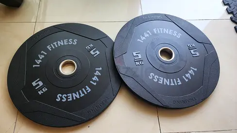 1441 Fitness Black Rubber Bumper Plates - 5KG pair