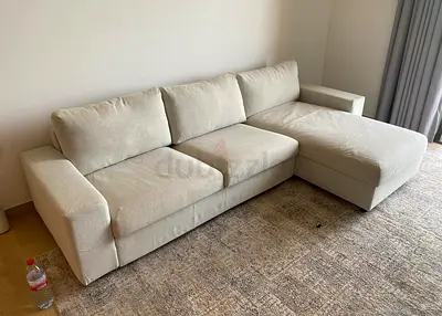 Ikea gunnared beige L shape sofa bed with mattress